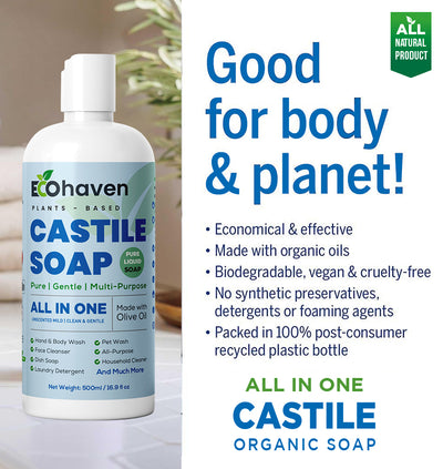 Organic,Pure Castile Liquid Soap – 100% Natural 500ML